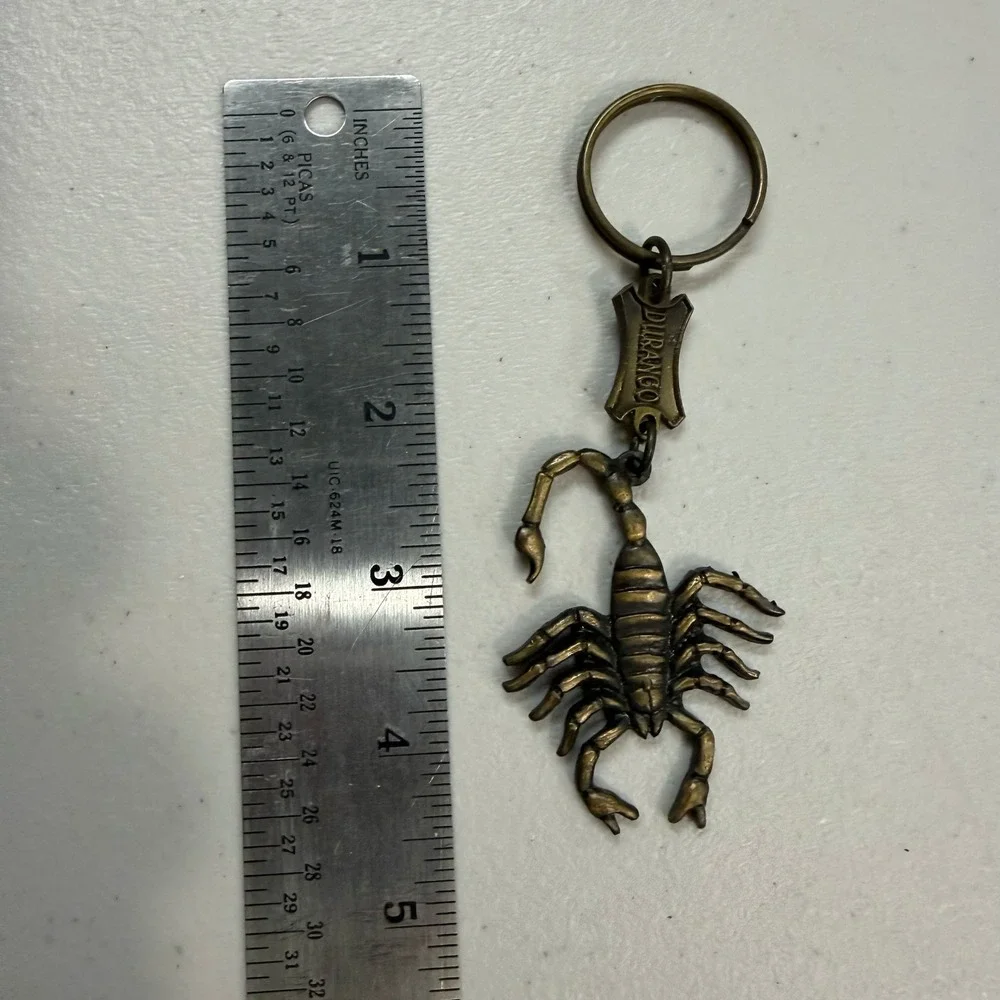 Vintage Durango Scorpion Keychain Bronze Tone Metal Desert Souvenir Key Ring